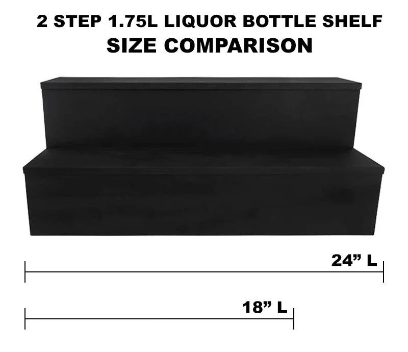 1.75 Liter Bottle Wooden Liquor Shelves - 2 Tier - Black - Image 3