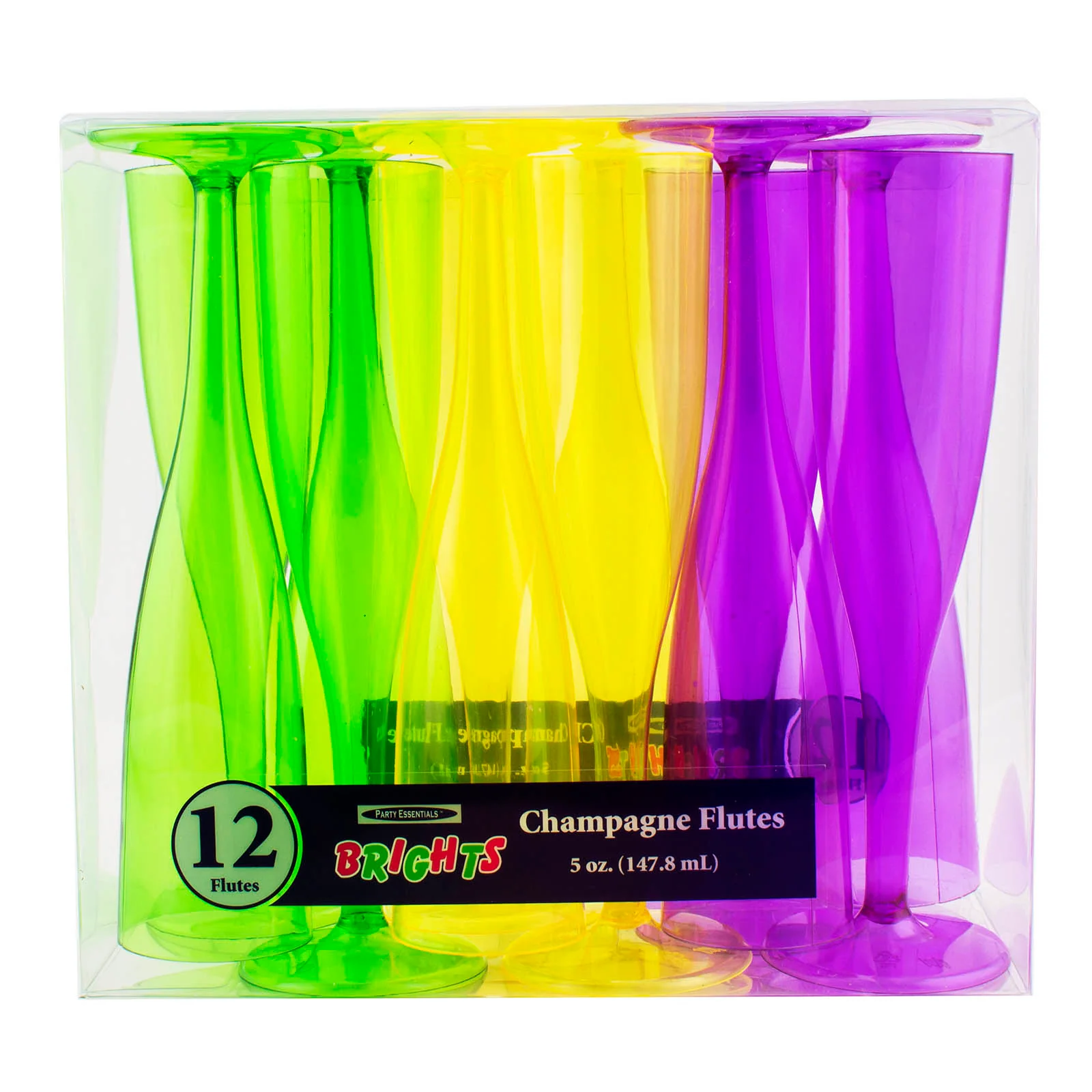 12 count - 1 Piece Neon Pack of Champagne Glasses - 5oz - Image 3