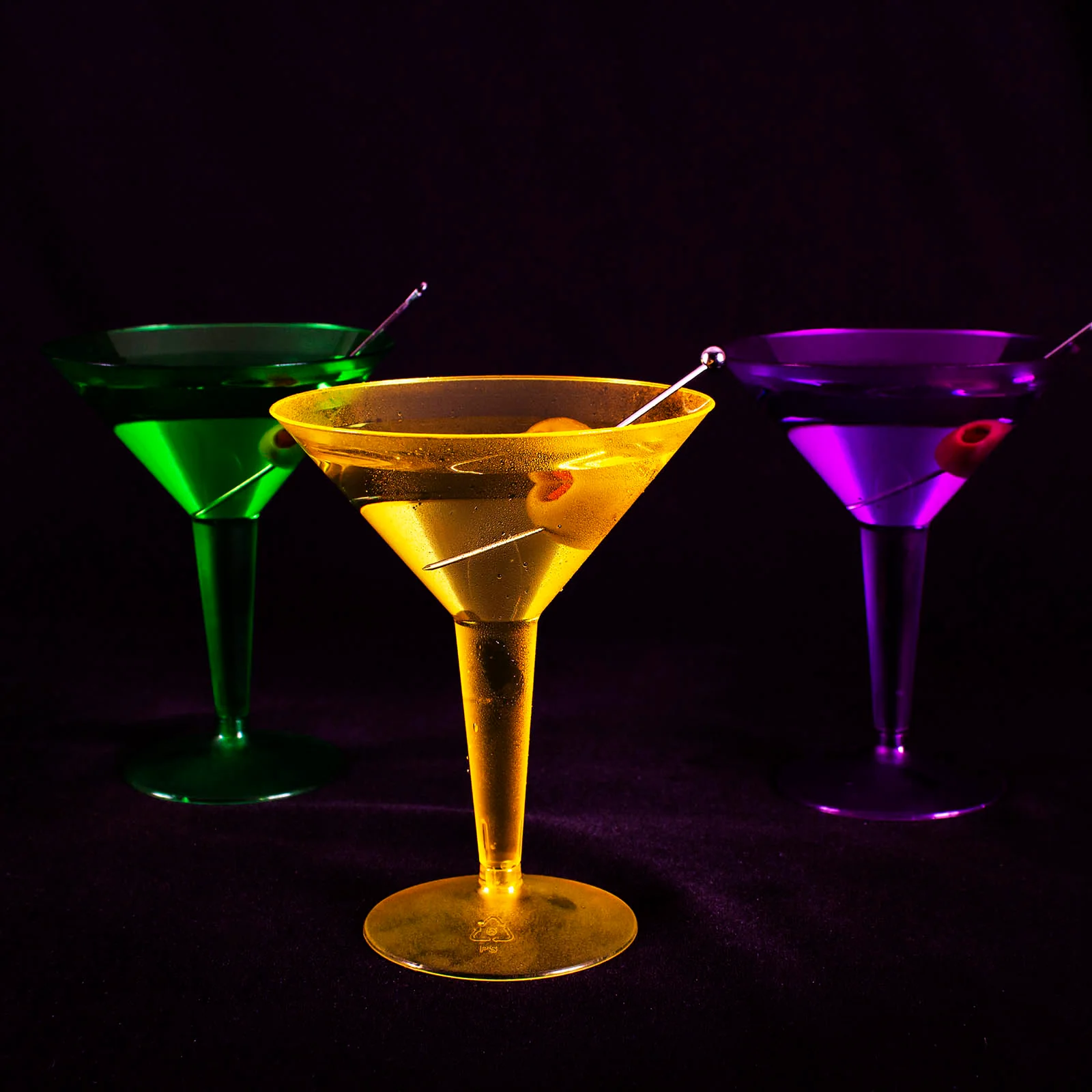 12 count - 2 Piece Martini Glasses - Assorted Neon - 9 ounce - Image 3