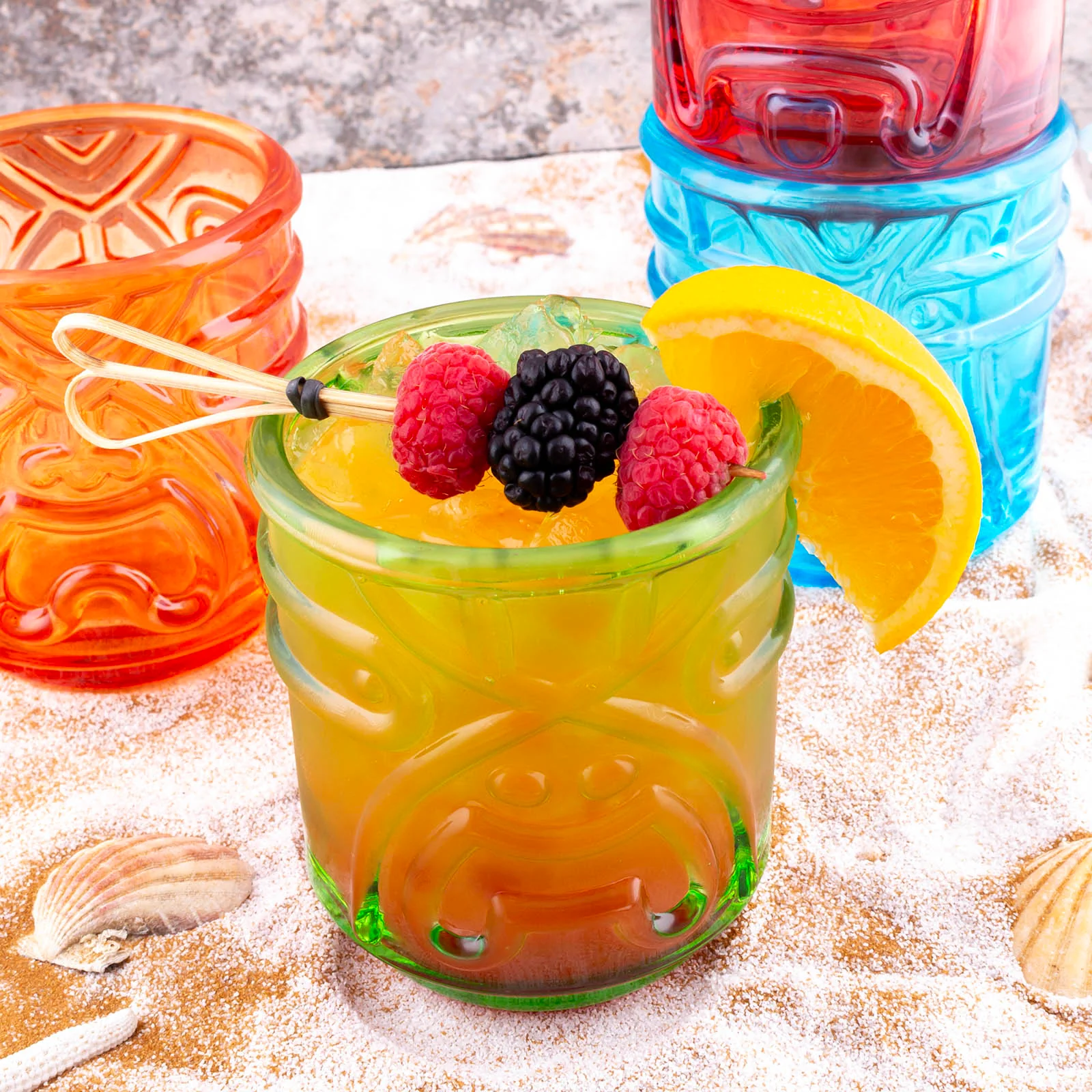 Colored Tiki Stacking Tumblers (12oz) - Set of 4 - Image 3