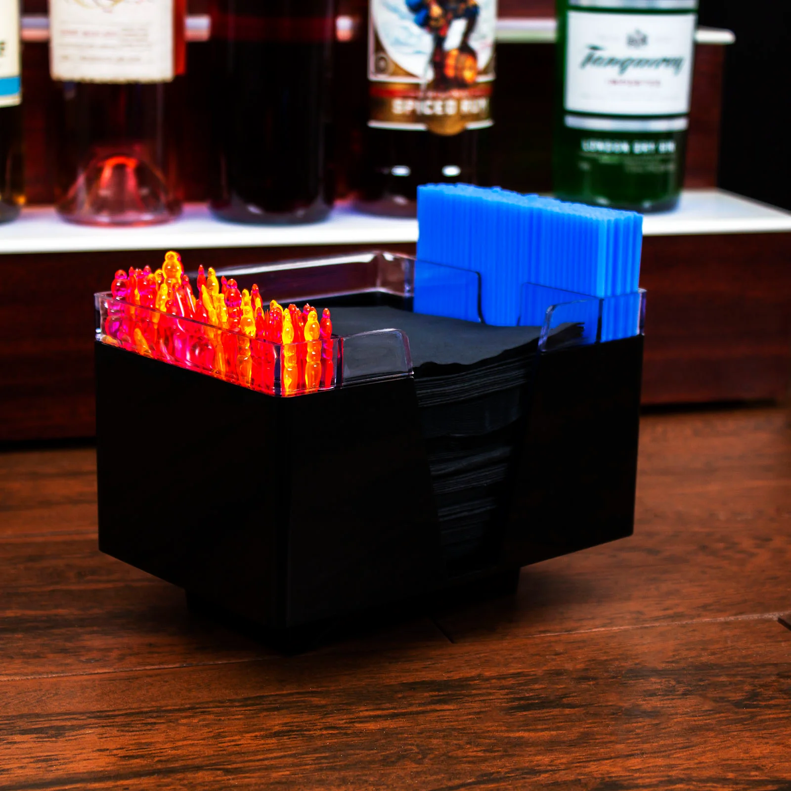 3 COMPARTMENT NAPKIN BAR CADDY - BLACK AND CLEAR - Image 2