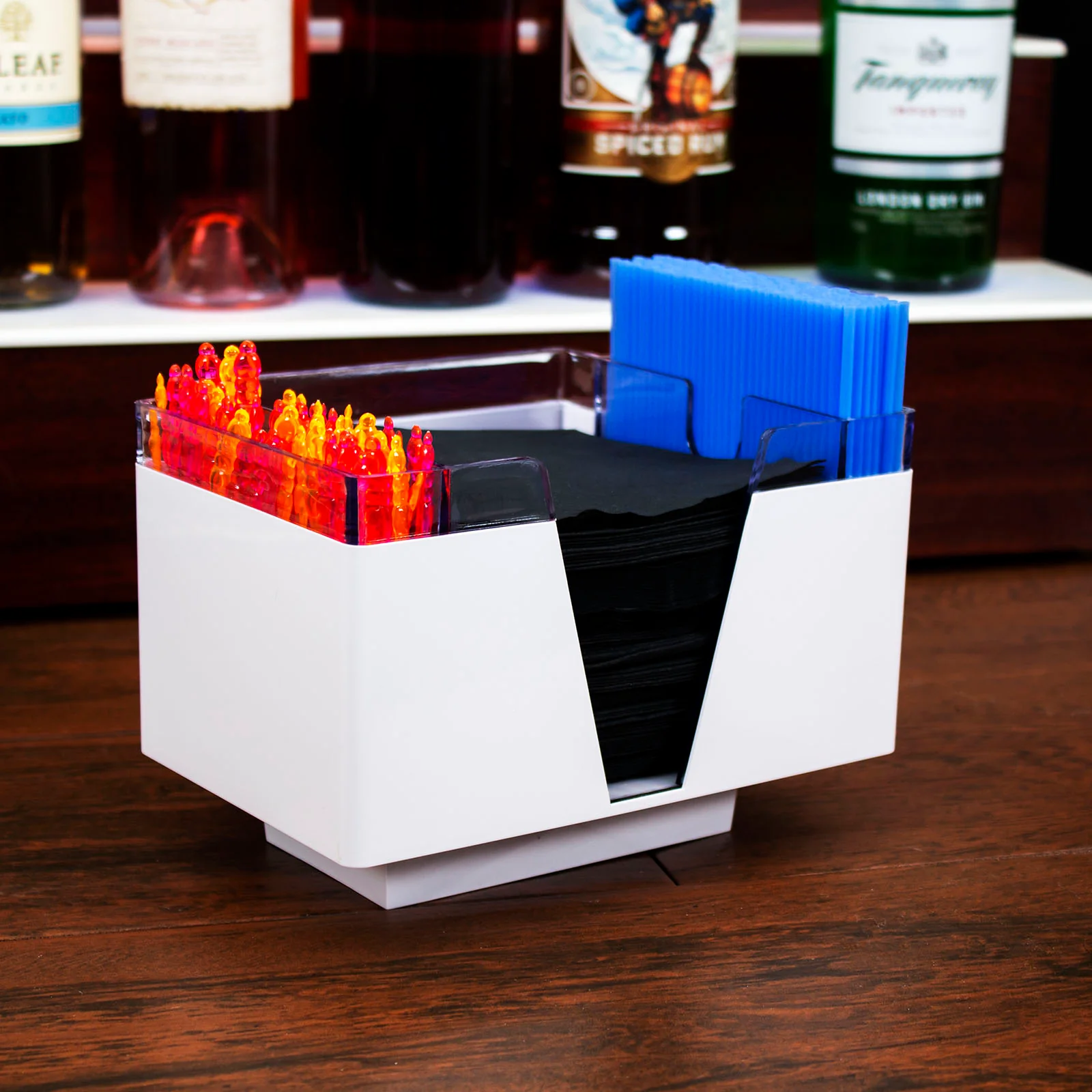 3 COMPARTMENT NAPKIN BAR CADDY - WHITE AND CLEAR - Image 2