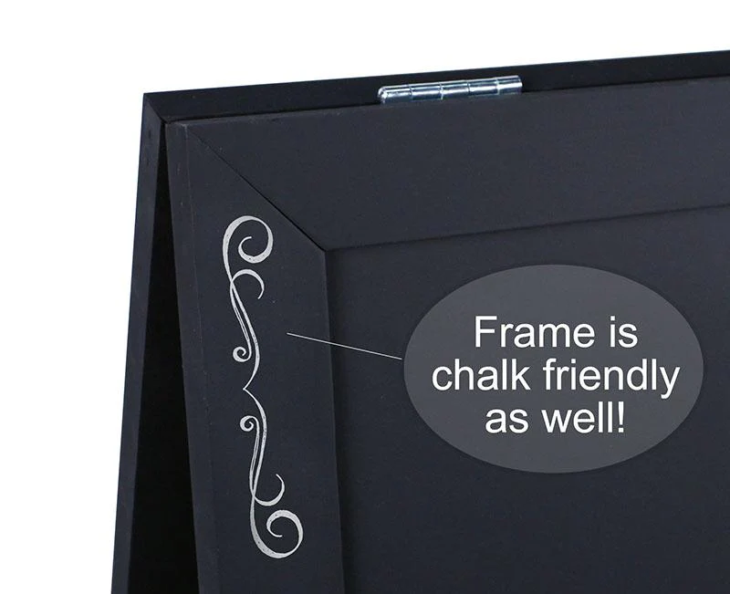 A-Frame Sidewalk Chalkboard Sign – Double Sided - Black Wood Frame - Image 3