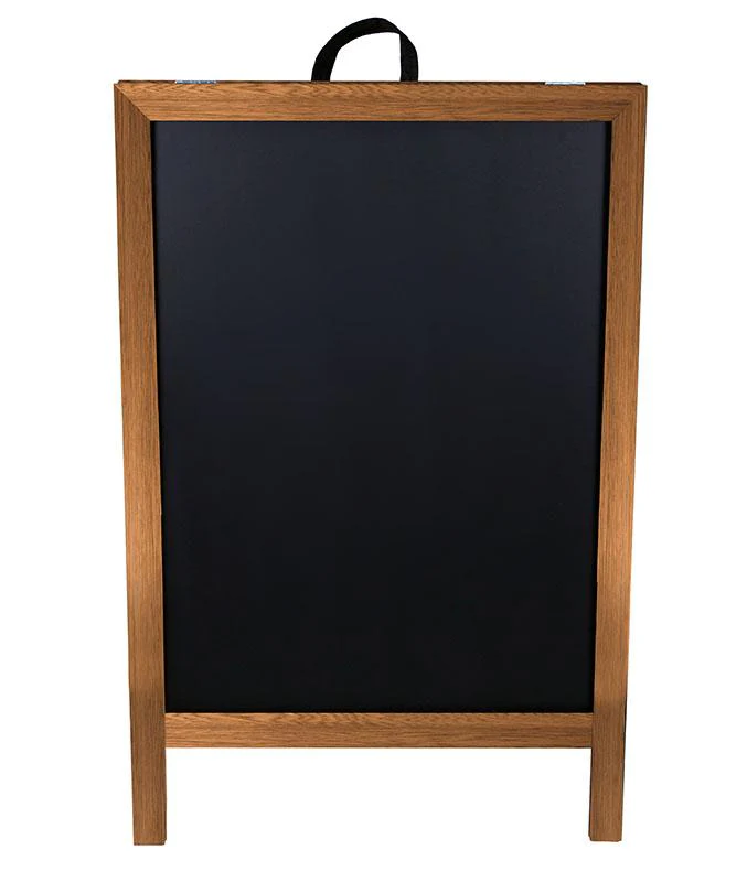 A-Frame Sidewalk Chalkboard Sign – Double Sided - Stained Wood Frame - Image 2