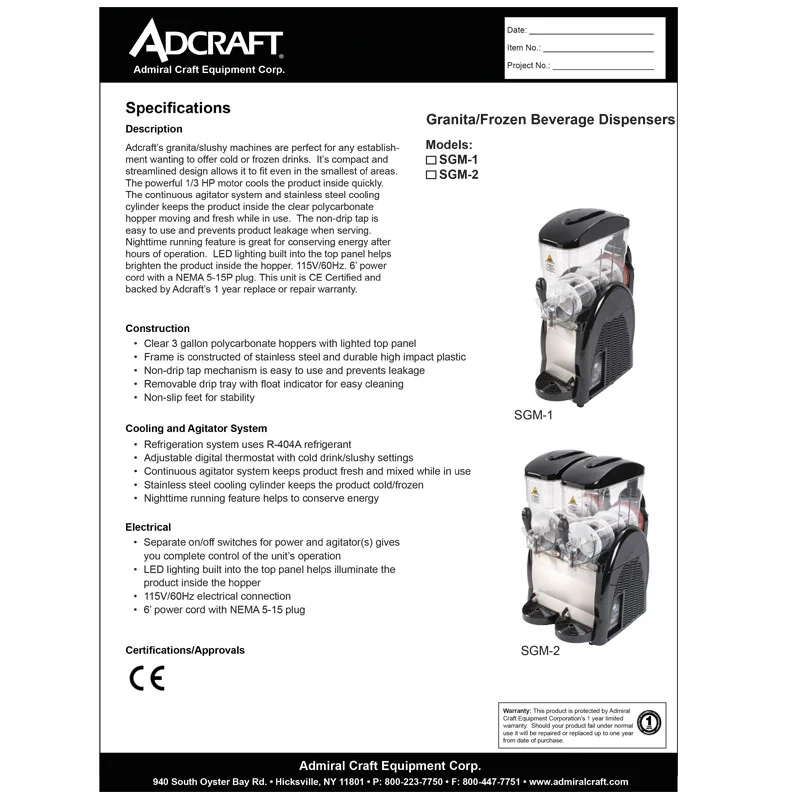 Adcraft Granita Slushy Machine - Double Hopper - 6 gal - Image 2