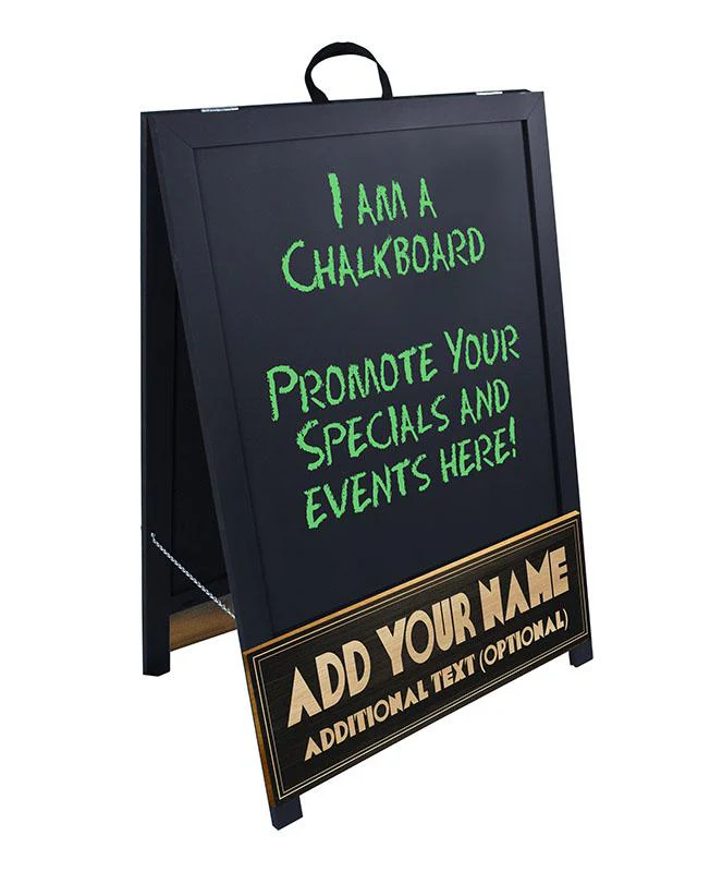 "ADD YOUR NAME" A-Frame Sidewalk Chalkboard Sign – Double Sided - Wood Finish Options - Design 3 - Image 4