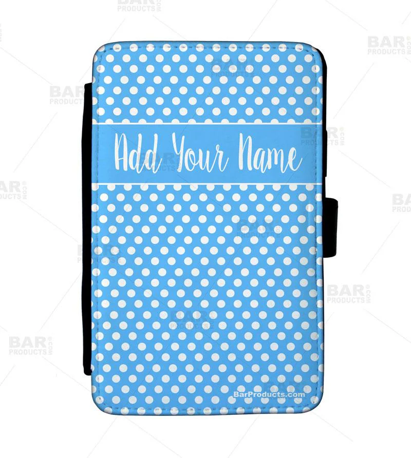 ADD YOUR NAME - Blue Polka Dots Guest Check Pad Holder - Image 3