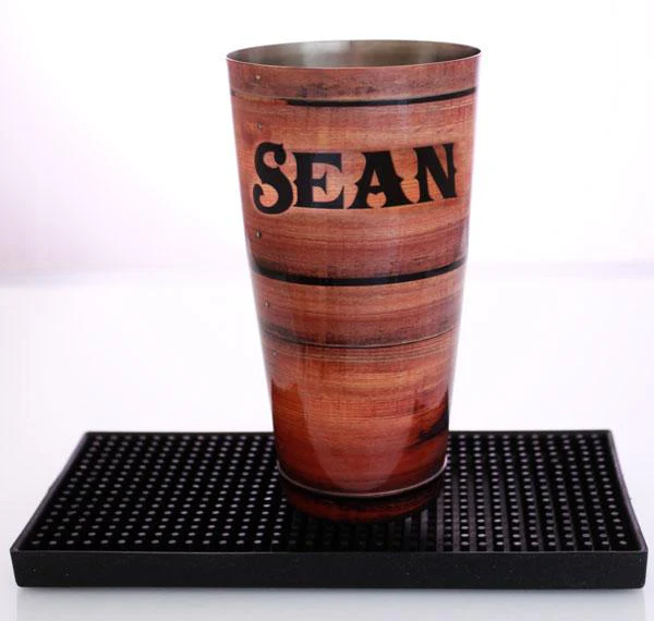 Wood Pattern Printed Cocktail Shaker Tin - 28 oz weighted - ADD YOUR NAME - Image 5
