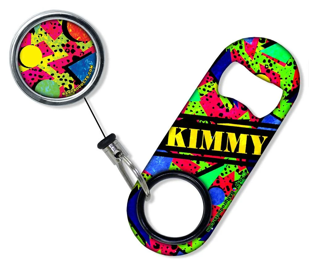 Add Your Name - Mini Bottle Opener with Retractable Reel - Colorful Elements