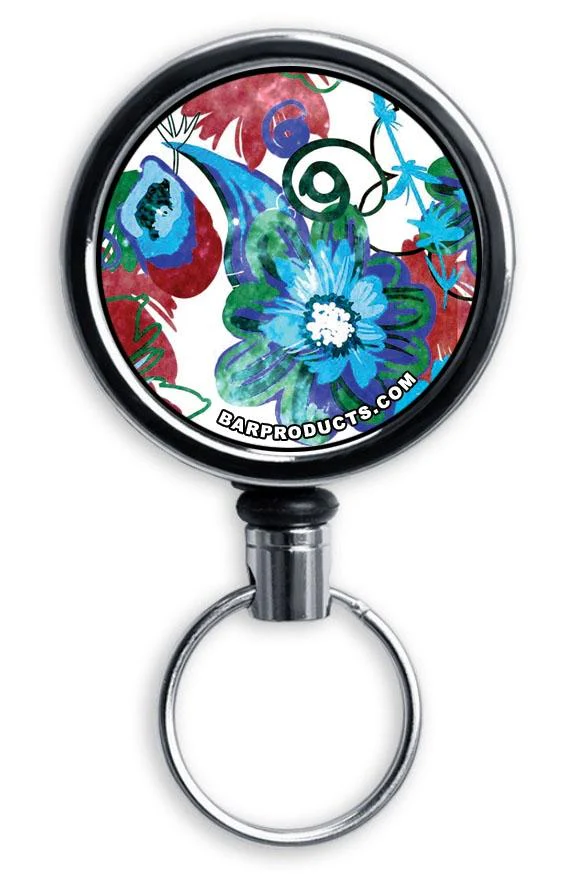 Add Your Name - Mini Bottle Opener with Retractable Reel - Grungy Floral - Image 2
