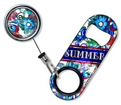 Add Your Name - Mini Bottle Opener with Retractable Reel - Grungy Floral - Image 5
