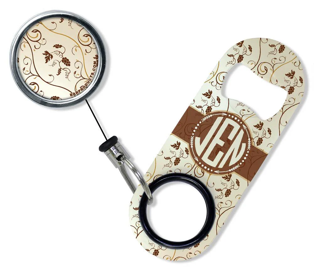 Add Your Name - Mini Bottle Opener with Retractable Reel - Vintage Design 2