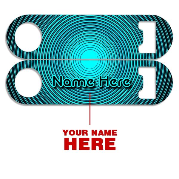 Add Your Name - Skinny Mini Bottle Opener - Blue Swirl - Image 2