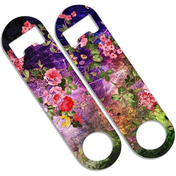 Add Your Name - Skinny Mini Bottle Opener - Grunge Flowers