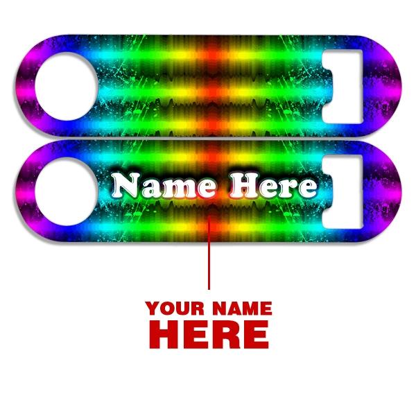 Add Your Name - Skinny Mini Bottle Opener - Grunge Rainbow - Image 2