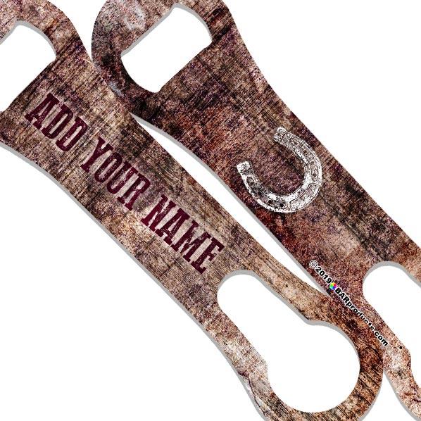 "ADD YOUR NAME" V-ROD® Bottle Opener – Grunge Wood – Several Color Options - Image 4