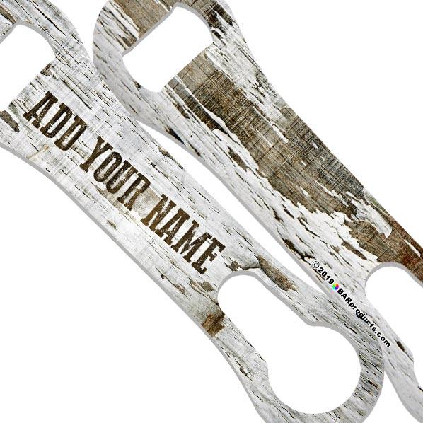"ADD YOUR NAME" V-ROD® Bottle Opener – Grunge Wood – Several Color Options - Image 5