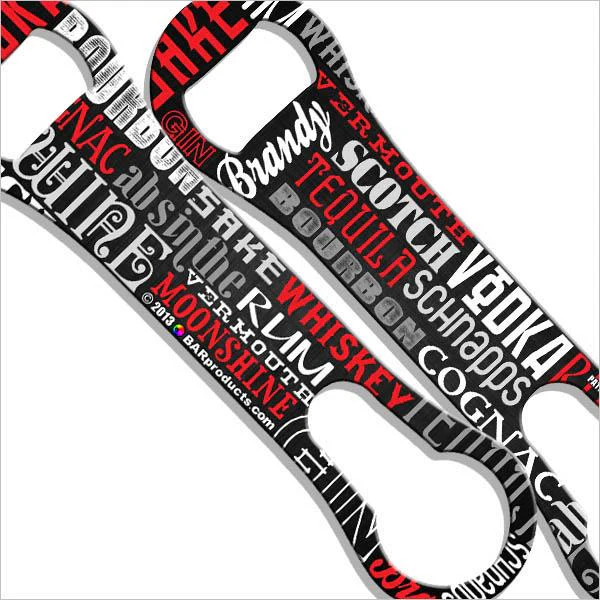 Alcohol Word Collage V-Rod® Bottle Opener