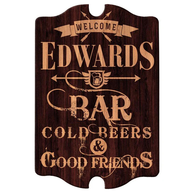 Bar Welcome - Custom Tavern Shaped Wood Bar Sign
