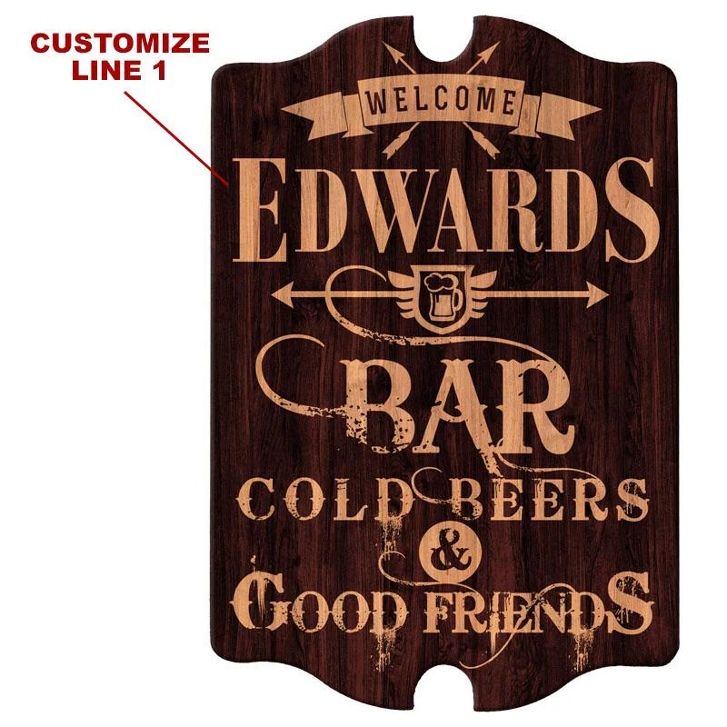 Bar Welcome - Custom Tavern Shaped Wood Bar Sign - Image 2
