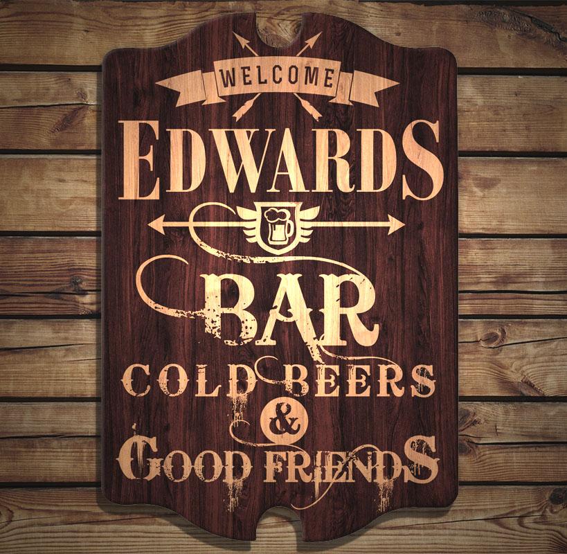 Bar Welcome - Custom Tavern Shaped Wood Bar Sign - Image 3