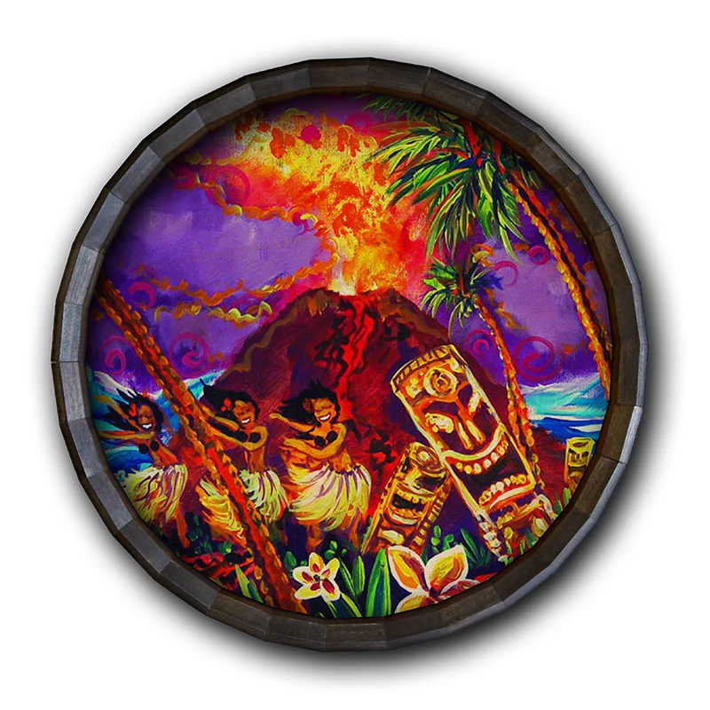 Bar Wood Barrel Top Sign/Clock - Tiki Hula Show - Image 3