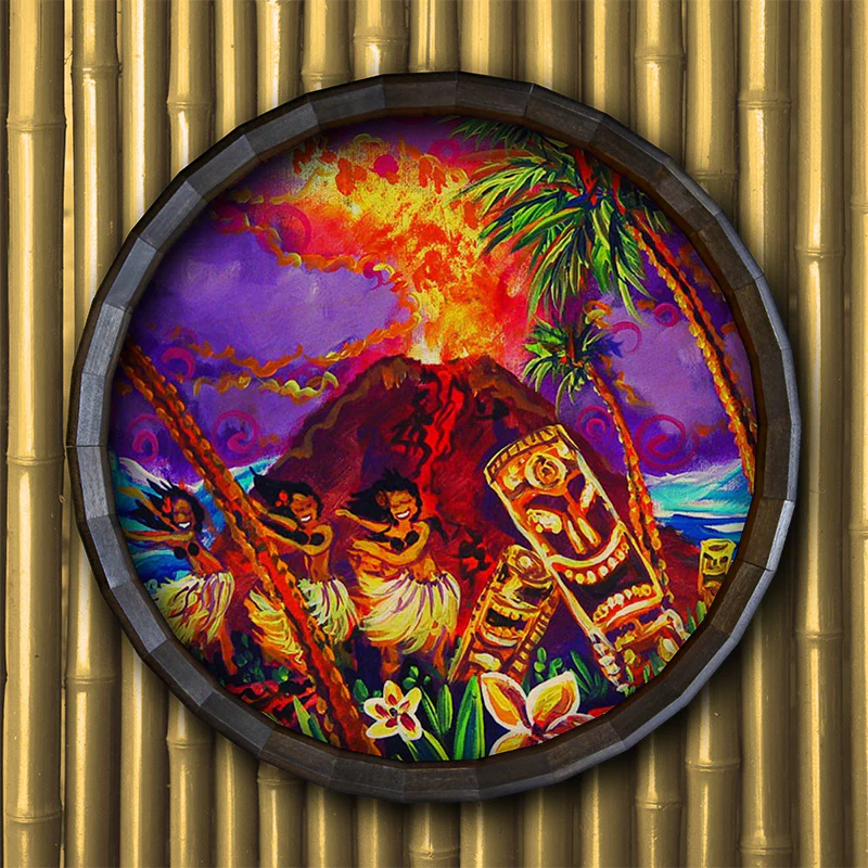 Bar Wood Barrel Top Sign/Clock - Tiki Hula Show - Image 4