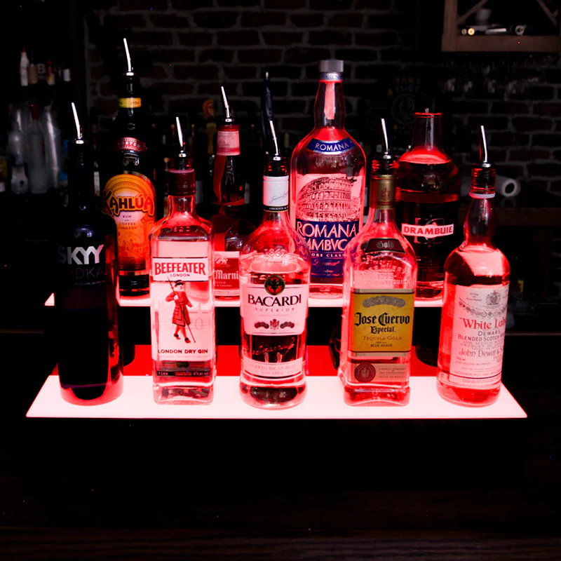 BarConic® Acrylic Bottle Shelf - 2 Step - Multi Colored Lights - Image 2