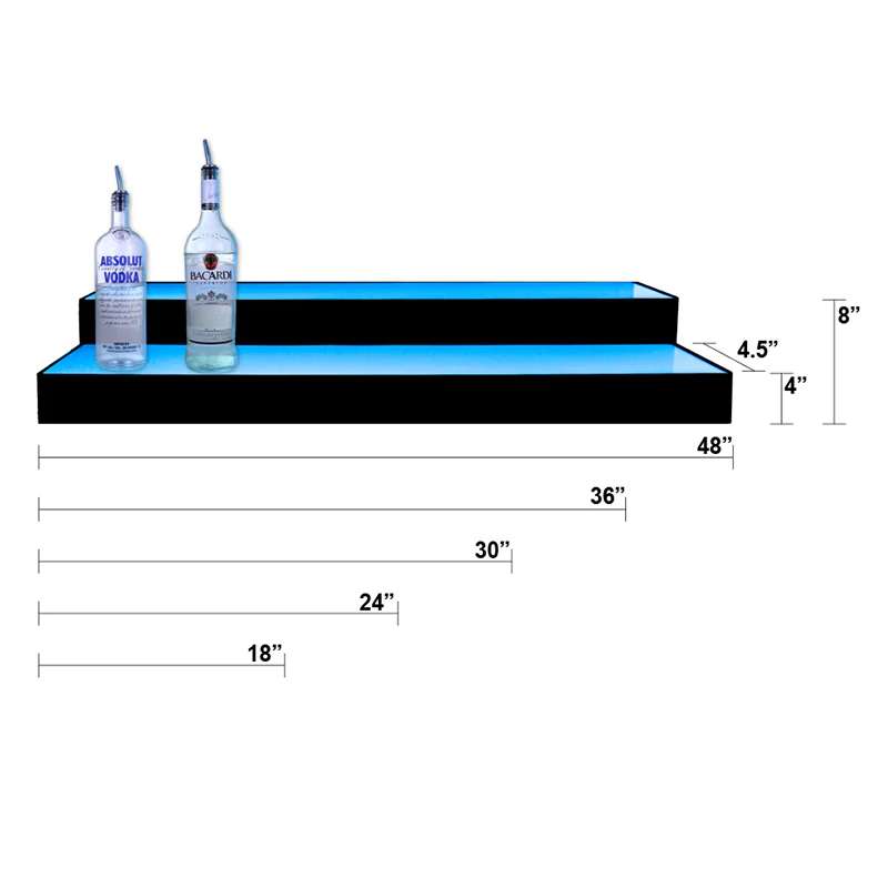 BarConic® Acrylic Bottle Shelf - 2 Step - Multi Colored Lights - Image 5