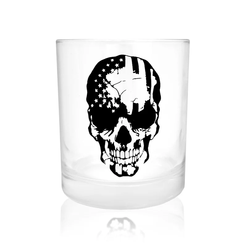 BarConic® American Flag Skull Old Fashioned Whiskey Glass - 10 oz