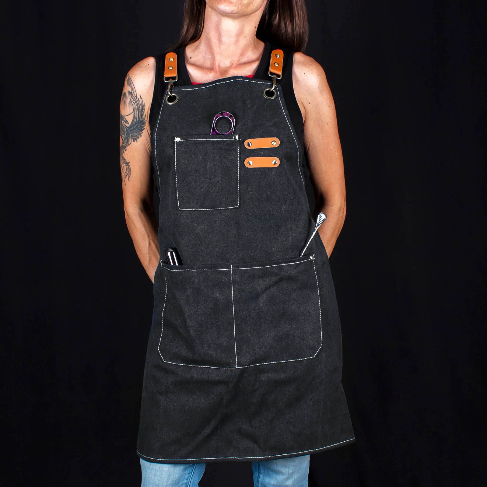 BarConic® Black Canvas Apron w/ Adjustable Straps - Image 2