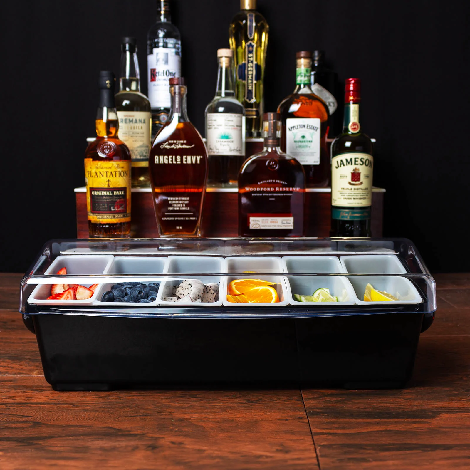 BarConic® Black Condiment Holder w/ 6 Pint Inserts & Ice compartment - Image 2
