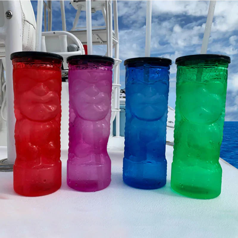 BarConic® Drinkware - Tiki Cup w/Lid & Straw - 24 oz. - Color Options - Image 4