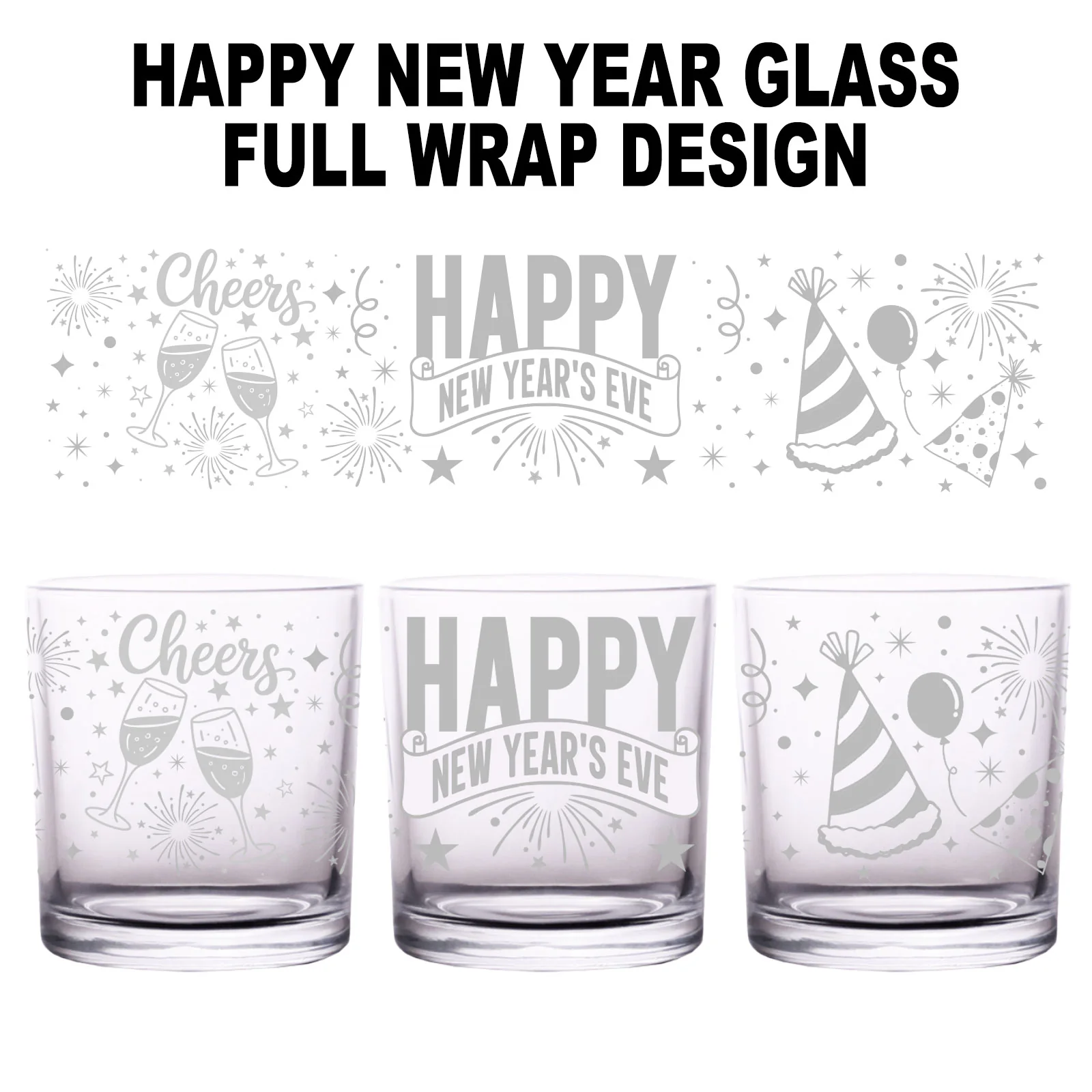 BarConic® Glassware - Happy New Years Eve - 10oz Old Fashion Glass - Image 3