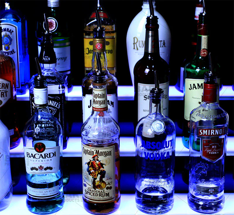 BarConic® LED Liquor Bottle Display Shelf - Inside Corner - 2 Steps - Black - Image 3