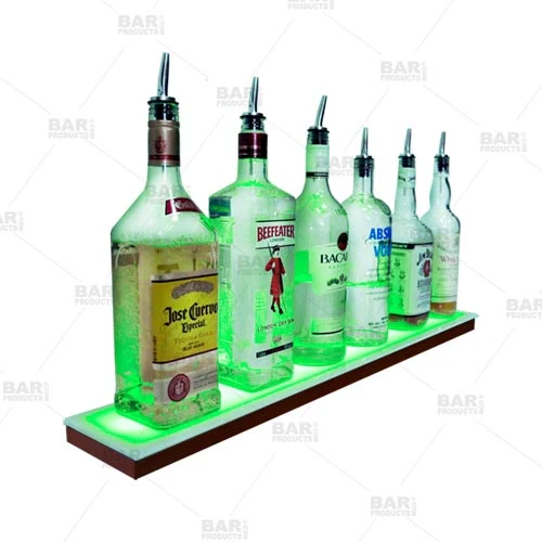 BarConic® LED Liquor Bottle Display Shelf - Low Profile - 1 Step - Mahogany - Several Lengths - Image 4