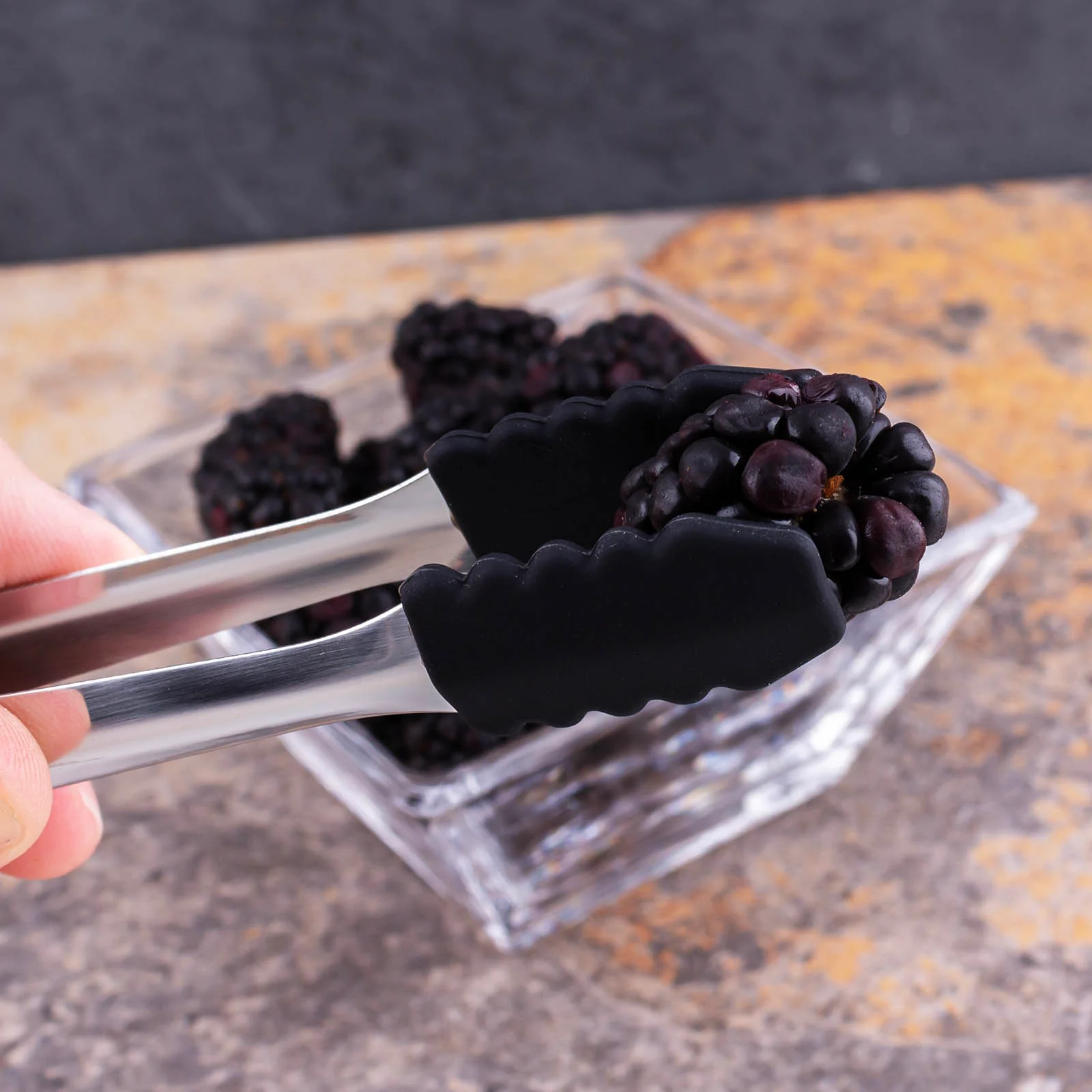 BarConic® Mini Tongs - Silicone Tipped - Black - Image 2