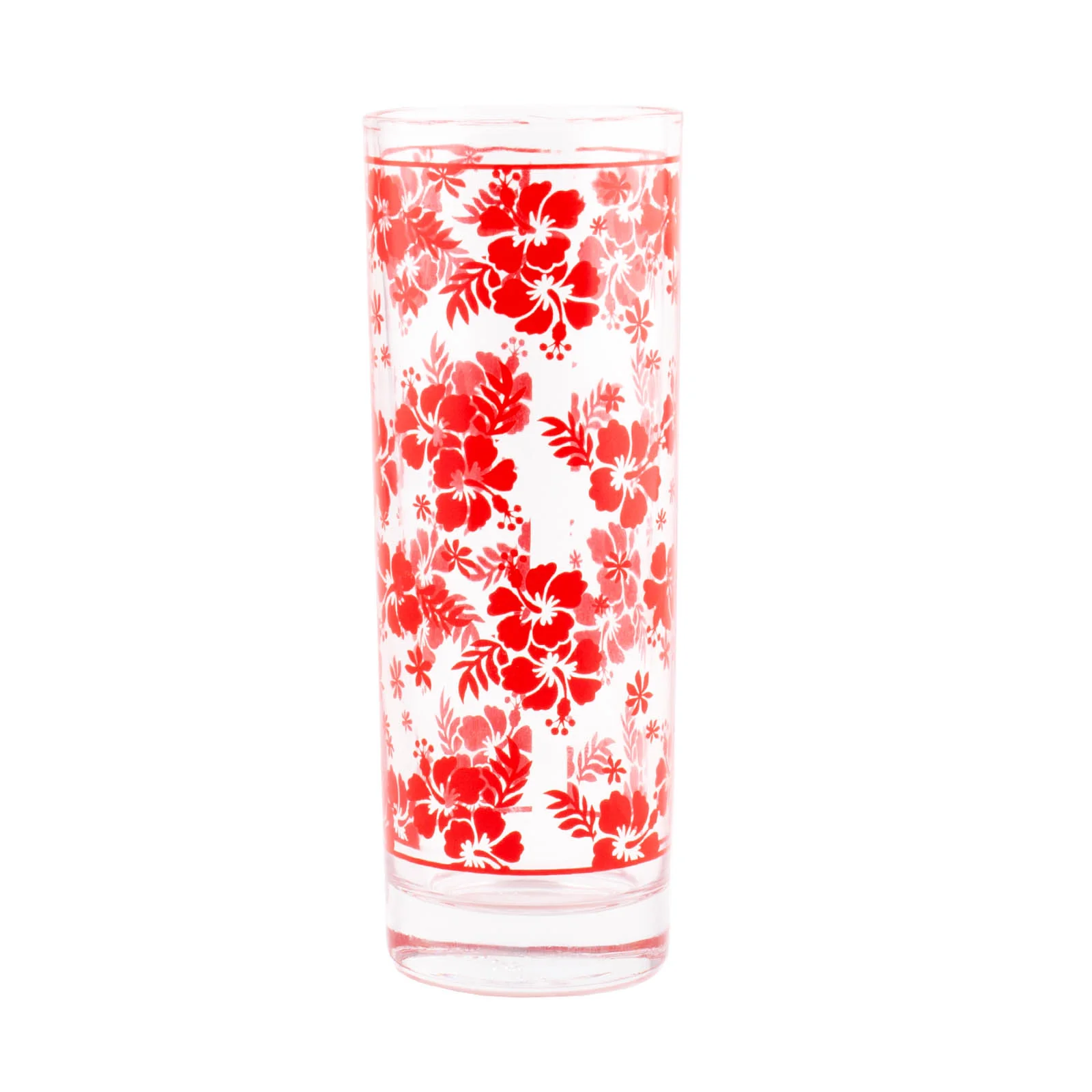 BarConic® Red Hibiscus Pattern Highball Glass - 9.5 oz
