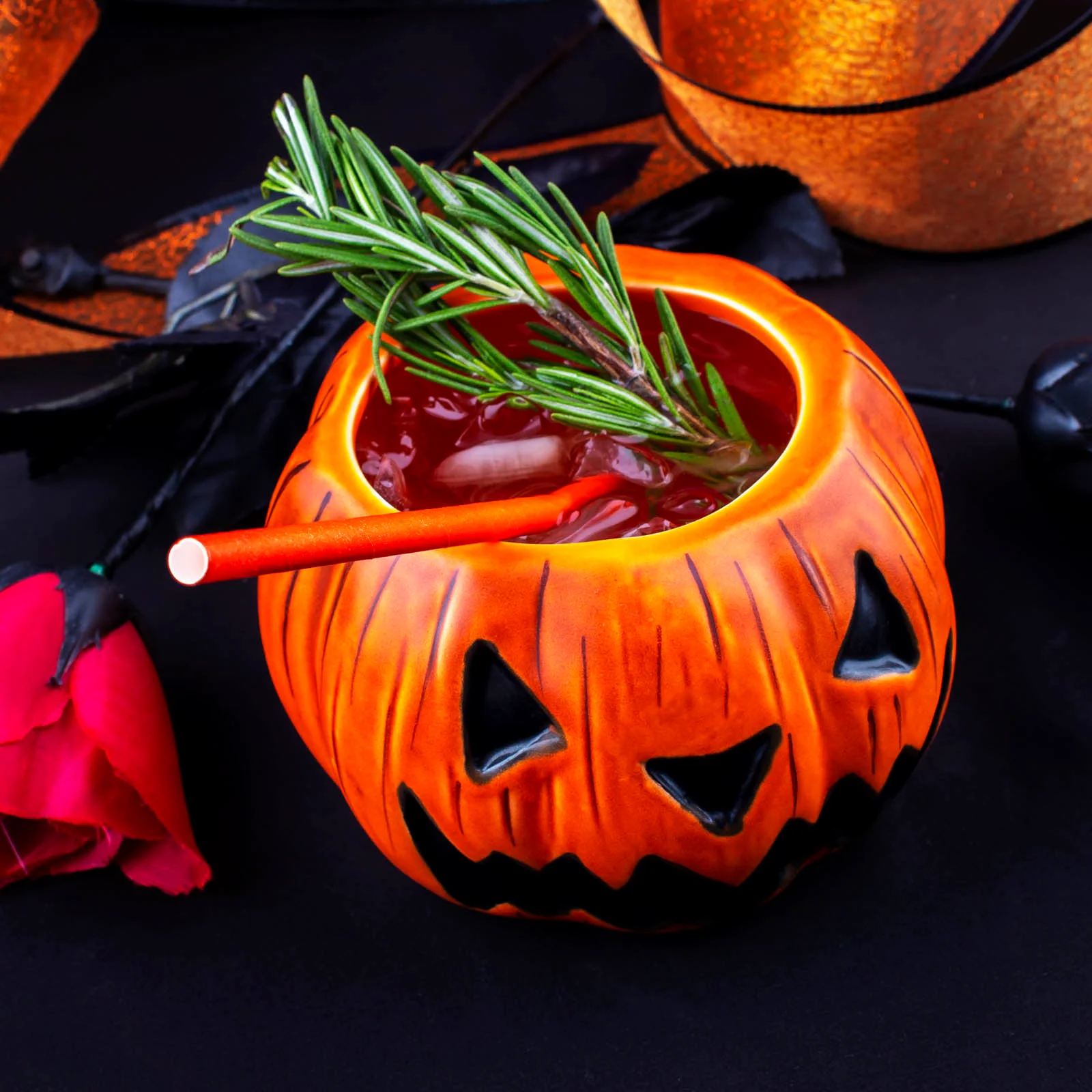 BarConic® Tiki Drinkware - 18oz - Pumpkin - Image 3