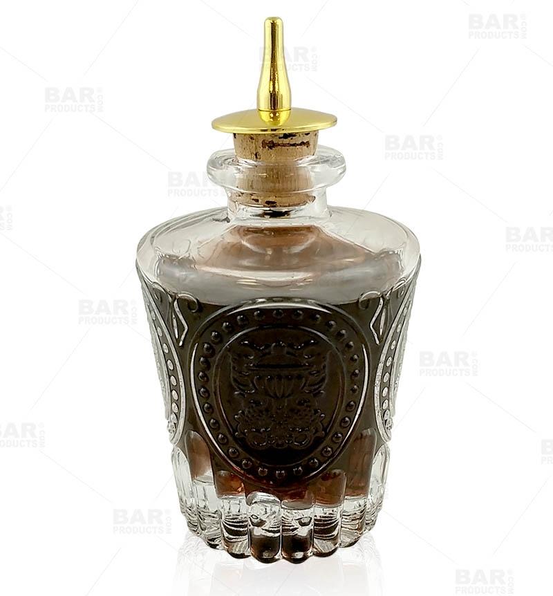 BarConic® Antique Bitters Bottle 4 ounce - Gold Plated Dasher Cork - Image 3