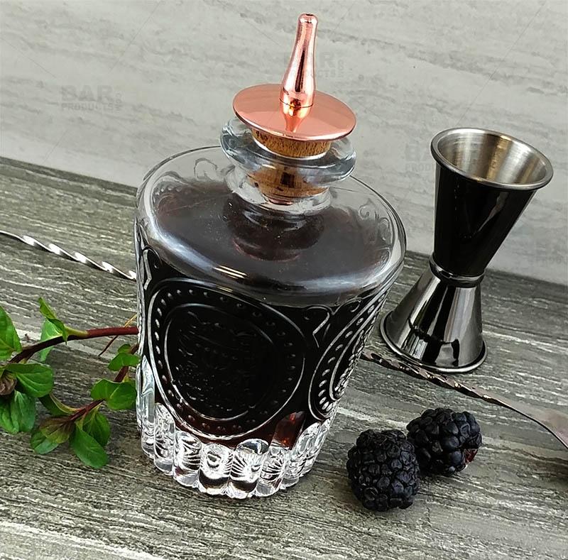 BarConic® Antique Bitters Bottle 4 ounce - Copper Plated Dasher Cork - Image 2