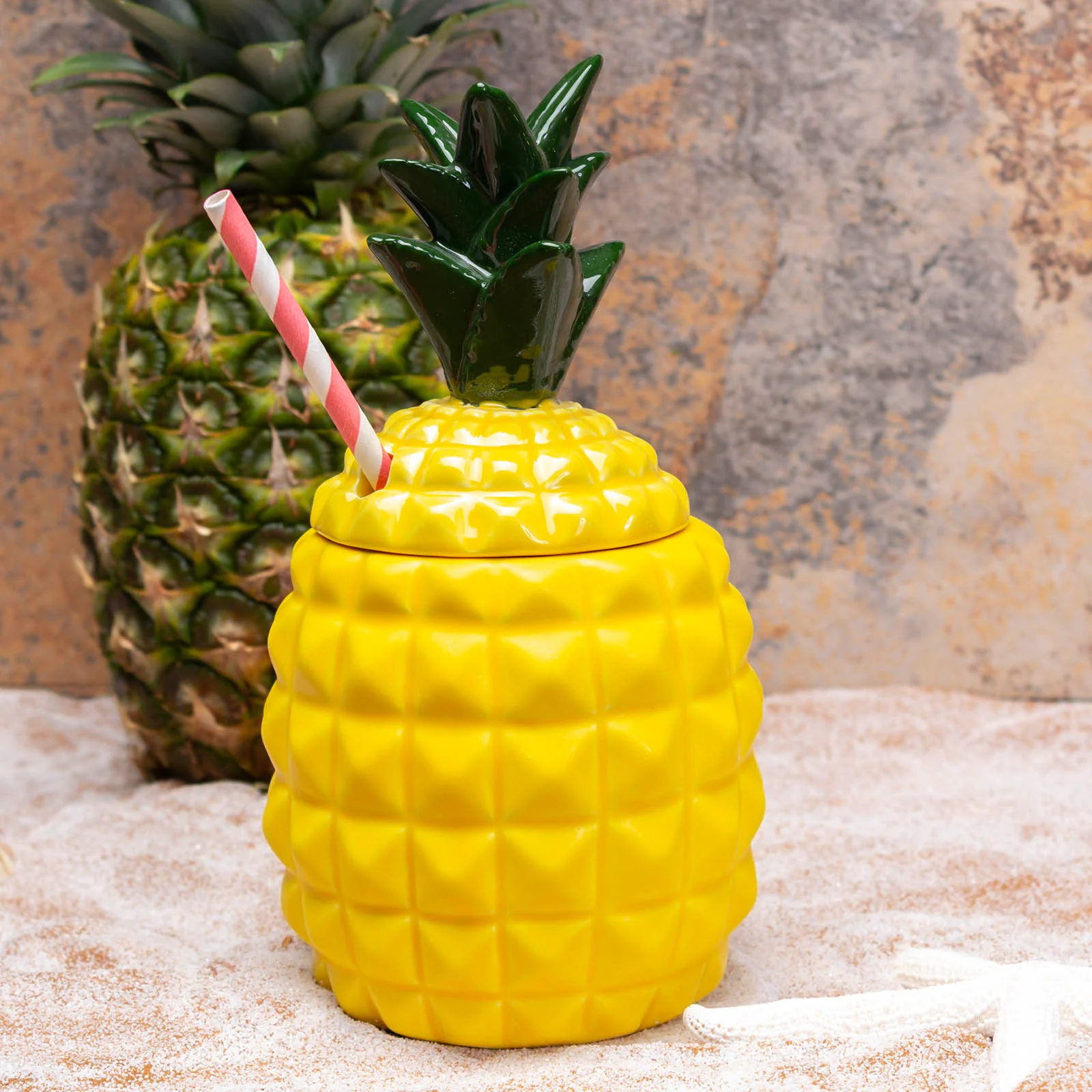 BarConic® Ceramic Pineapple Tiki Mug with Lid - 20oz - Image 2