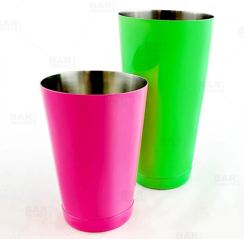 BarConic® Cocktail Shaker Set - Neon Green / Neon Pink - 8oz / 18oz Weighted Tins - Image 3