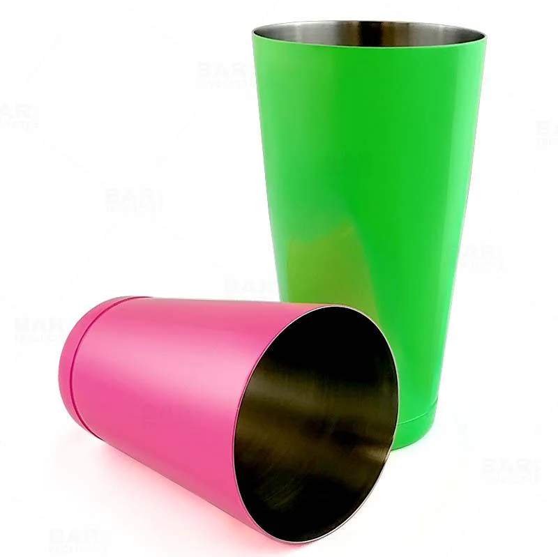 BarConic® Cocktail Shaker Set - Neon Green / Neon Pink - 8oz / 18oz Weighted Tins - Image 4