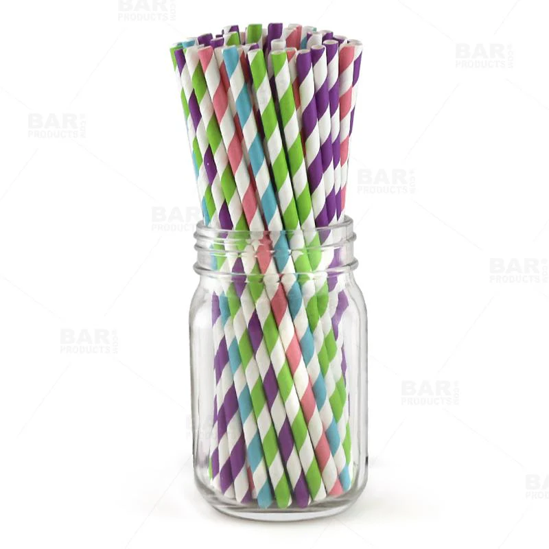 BarConic® Assorted Colors Paper Straws (Pack of 100)