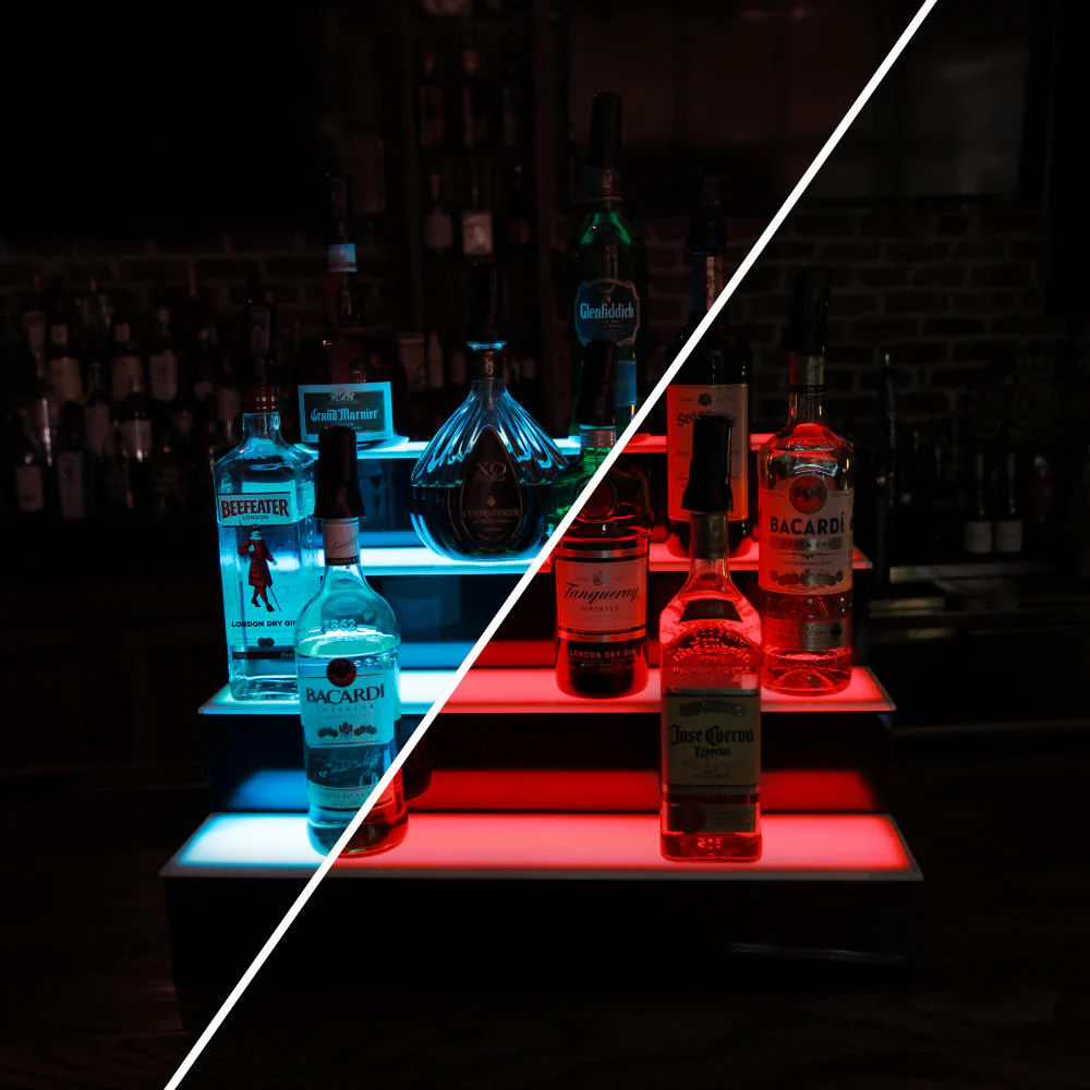 BarConic® LED Liquor Bottle Display Shelf - 4 Tier (Step) - Black - Multi-Colored Lights - Image 4