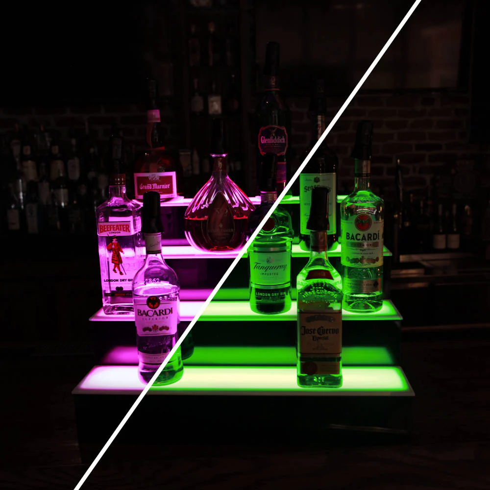 BarConic® LED Liquor Bottle Display Shelf - 4 Tier (Step) - Black - Multi-Colored Lights - Image 5