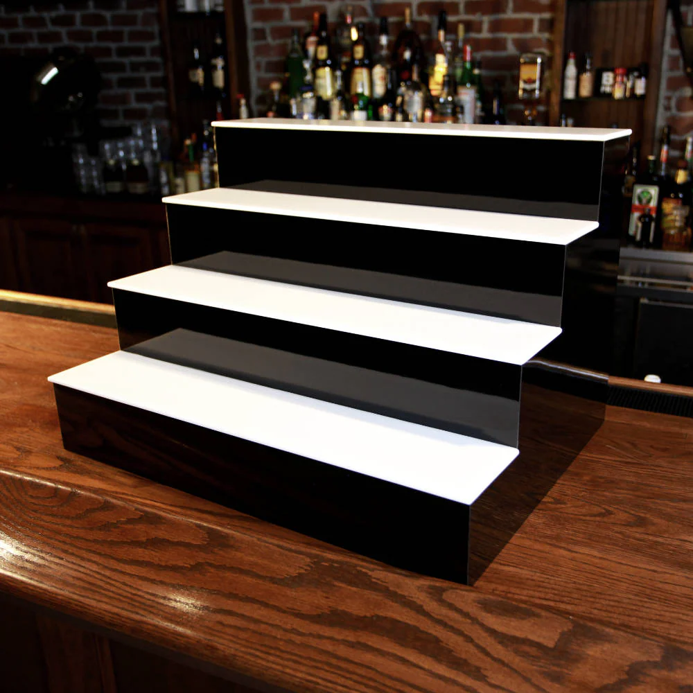 BarConic® LED Liquor Bottle Display Shelf - 4 Tier (Step) - Black - Multi-Colored Lights - Image 6