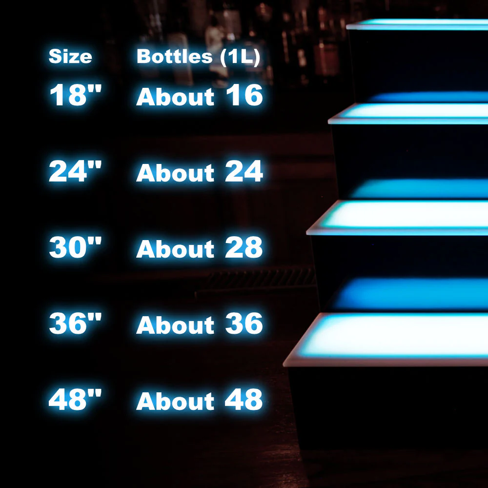 BarConic® LED Liquor Bottle Display Shelf - 4 Tier (Step) - Black - Multi-Colored Lights - Image 7