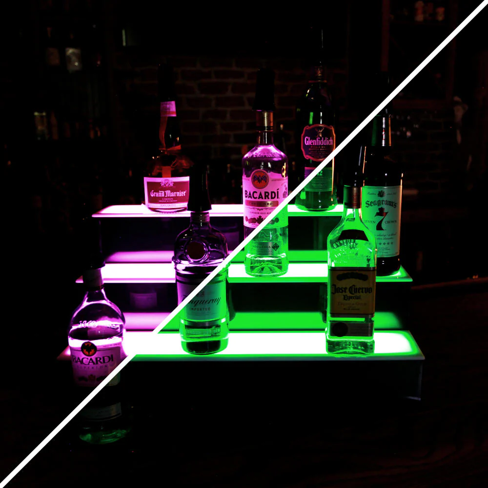 BarConic® LED Liquor Bottle Display Shelf - 3 Tier (Step) - Black - Multi-Colored Lights - Image 5